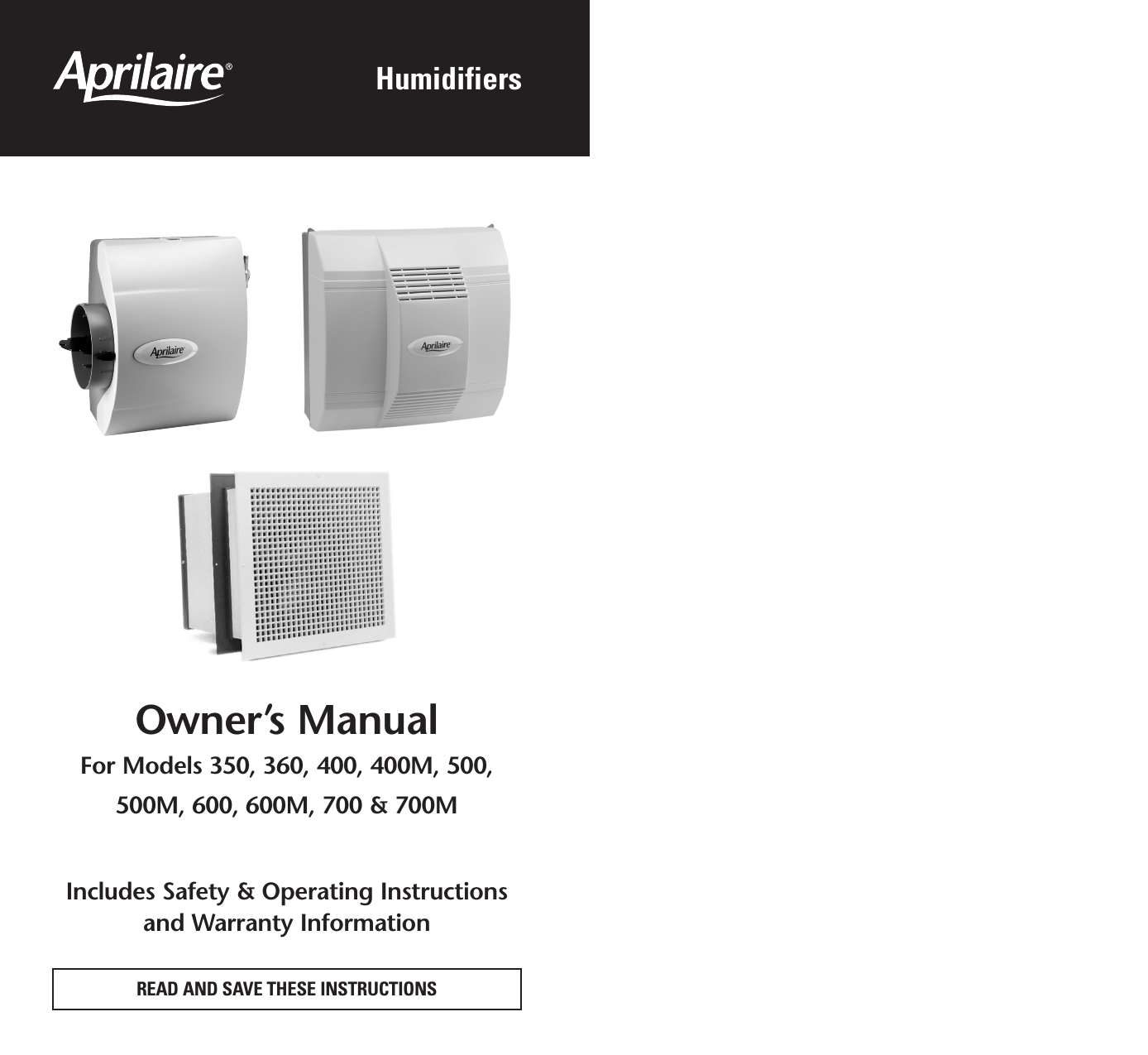 Page 1 of 11 - Aprilaire Aprilaire-500M-Users-Manual- 10008984A AA Humidifier Owners  Aprilaire-500m-users-manual