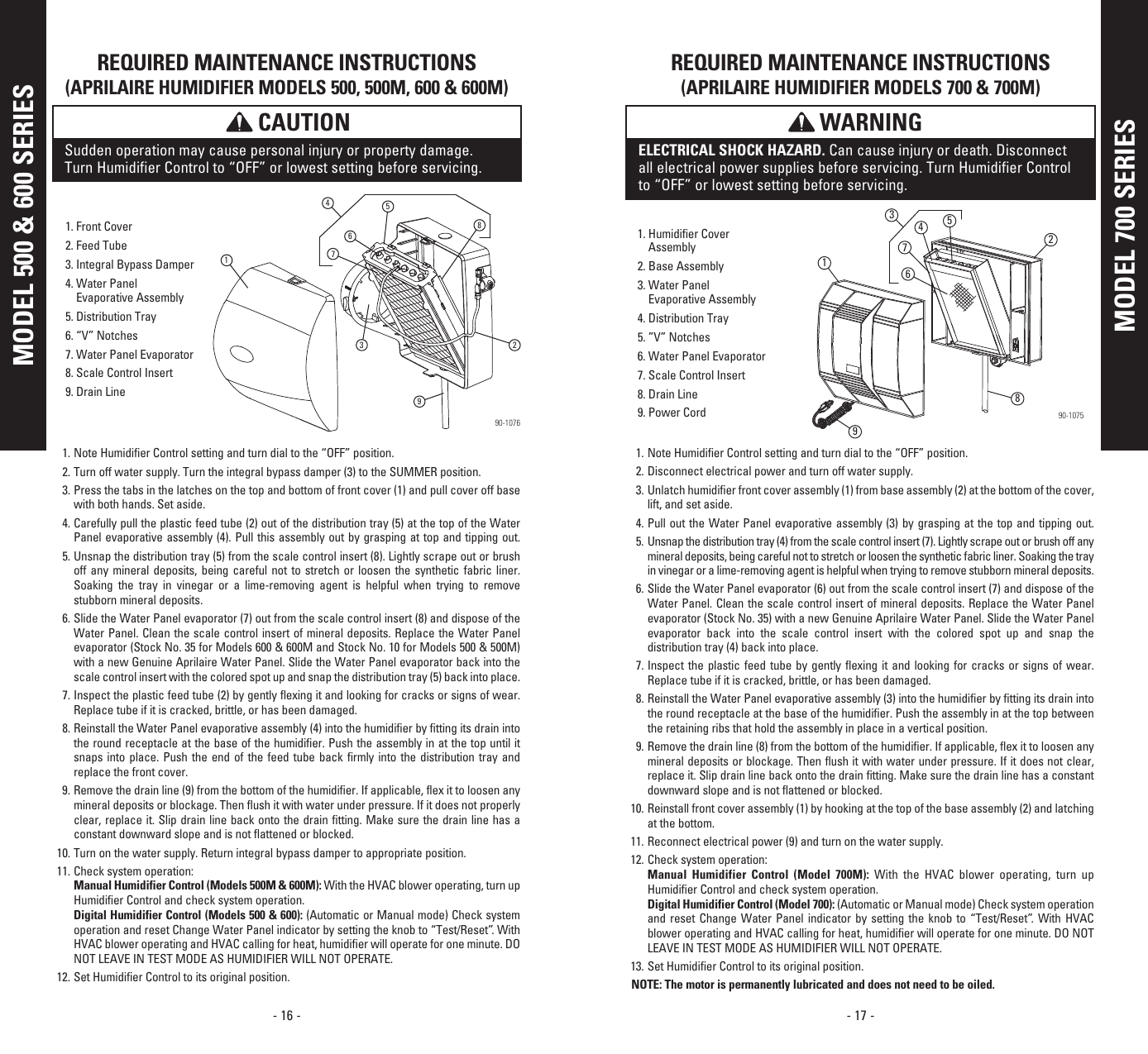 Page 10 of 11 - Aprilaire Aprilaire-500M-Users-Manual- 10008984A AA Humidifier Owners  Aprilaire-500m-users-manual