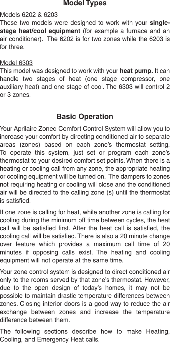 Page 4 of 8 - Aprilaire Aprilaire-6303-Users-Manual- 10005202_B AA Zone Control Owners  Aprilaire-6303-users-manual