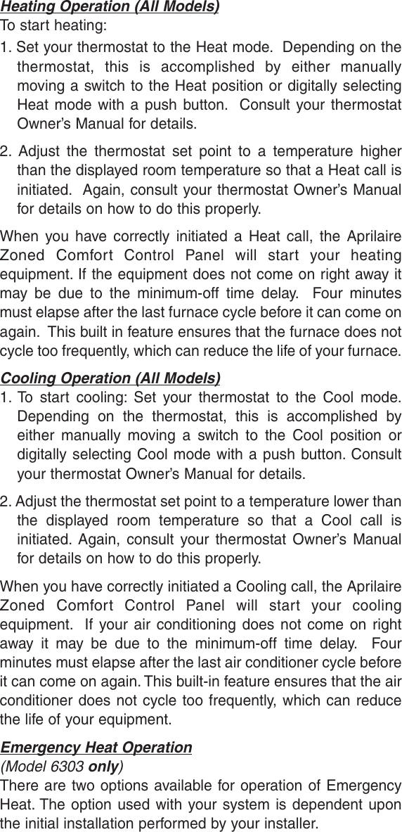 Page 5 of 8 - Aprilaire Aprilaire-6303-Users-Manual- 10005202_B AA Zone Control Owners  Aprilaire-6303-users-manual