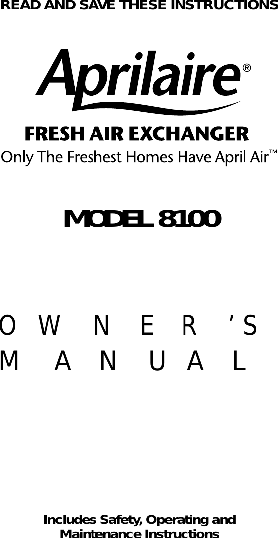 Page 1 of 5 - Aprilaire Aprilaire-8100-Users-Manual-  Aprilaire-8100-users-manual