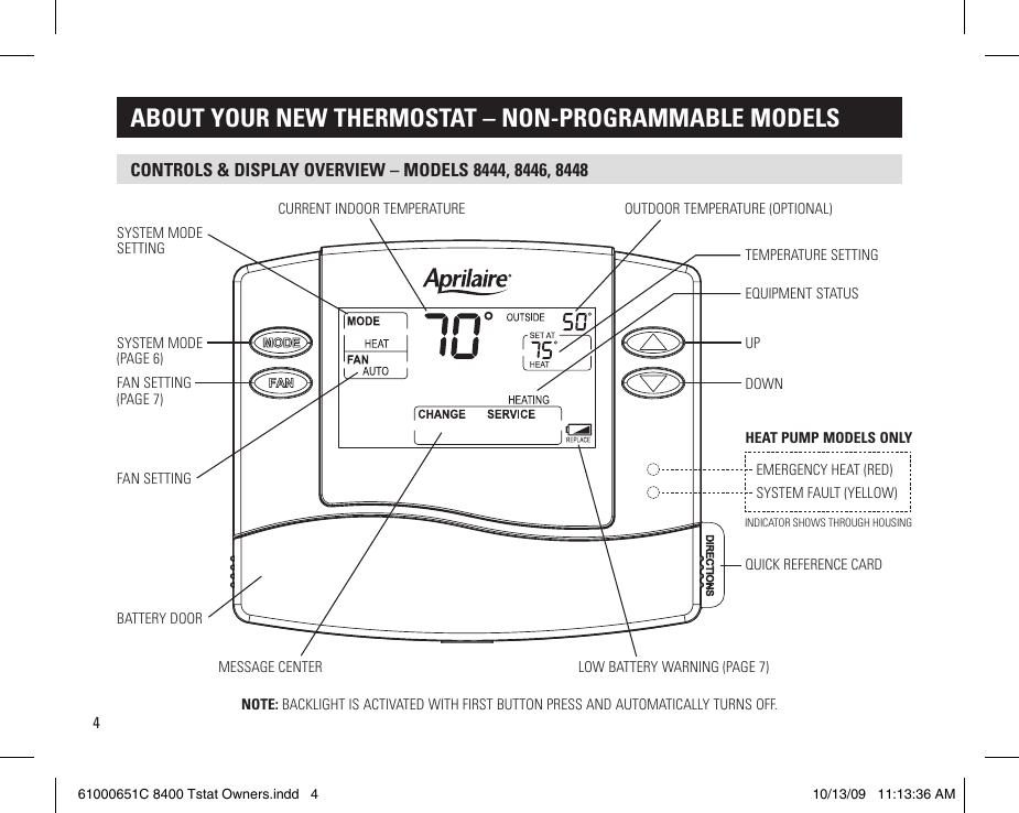 Page 4 of 12 - Aprilaire Aprilaire-8466-Users-Manual-  Aprilaire-8466-users-manual