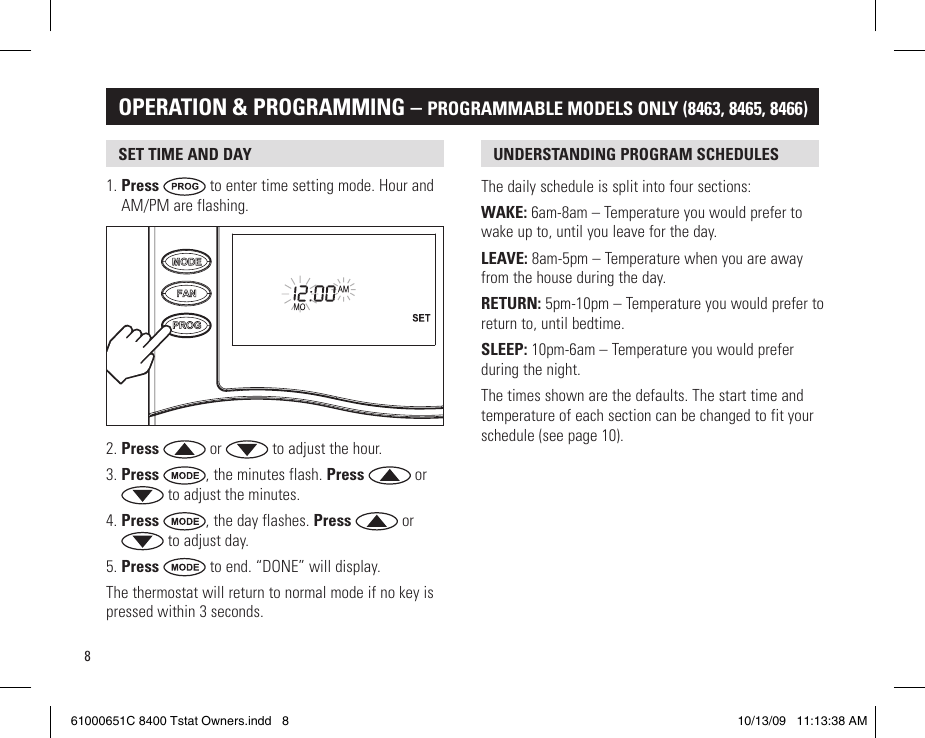 Page 8 of 12 - Aprilaire Aprilaire-8466-Users-Manual-  Aprilaire-8466-users-manual