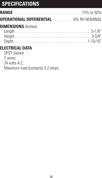 Page 10 of 12 - Aprilaire Aprilaire-Dehumidifier-4655-Users-Manual-  58 Humidistat Installation Manual Aprilaire-dehumidifier-4655-users-manual