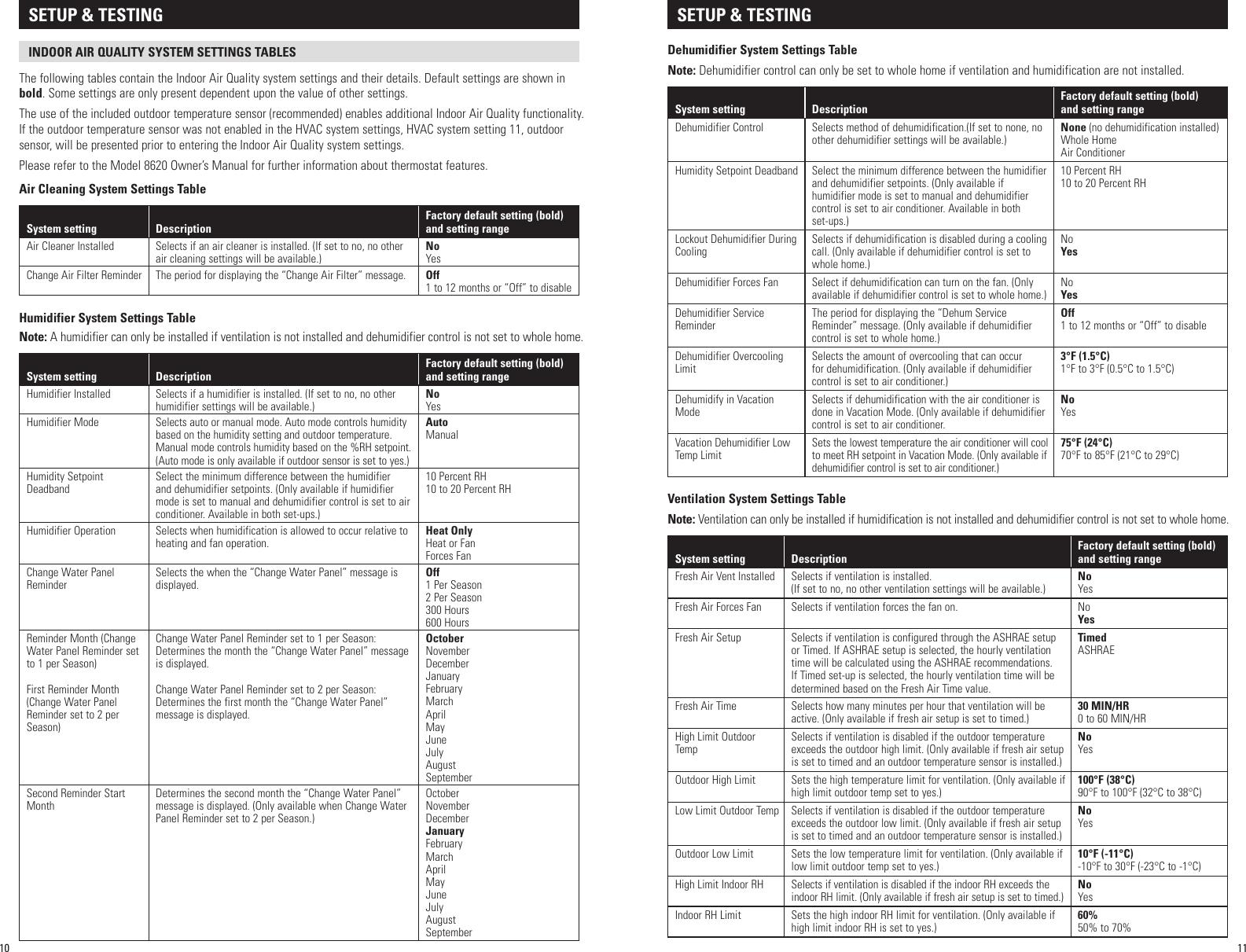 Page 6 of 11 - Aprilaire Aprilaire-Thermostat-8620-Users-Manual-  Aprilaire-thermostat-8620-users-manual