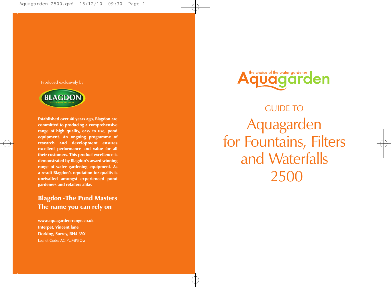 Page 1 of 8 - Aquagarden 2500  Aquagarden-Pond-Pump-2500