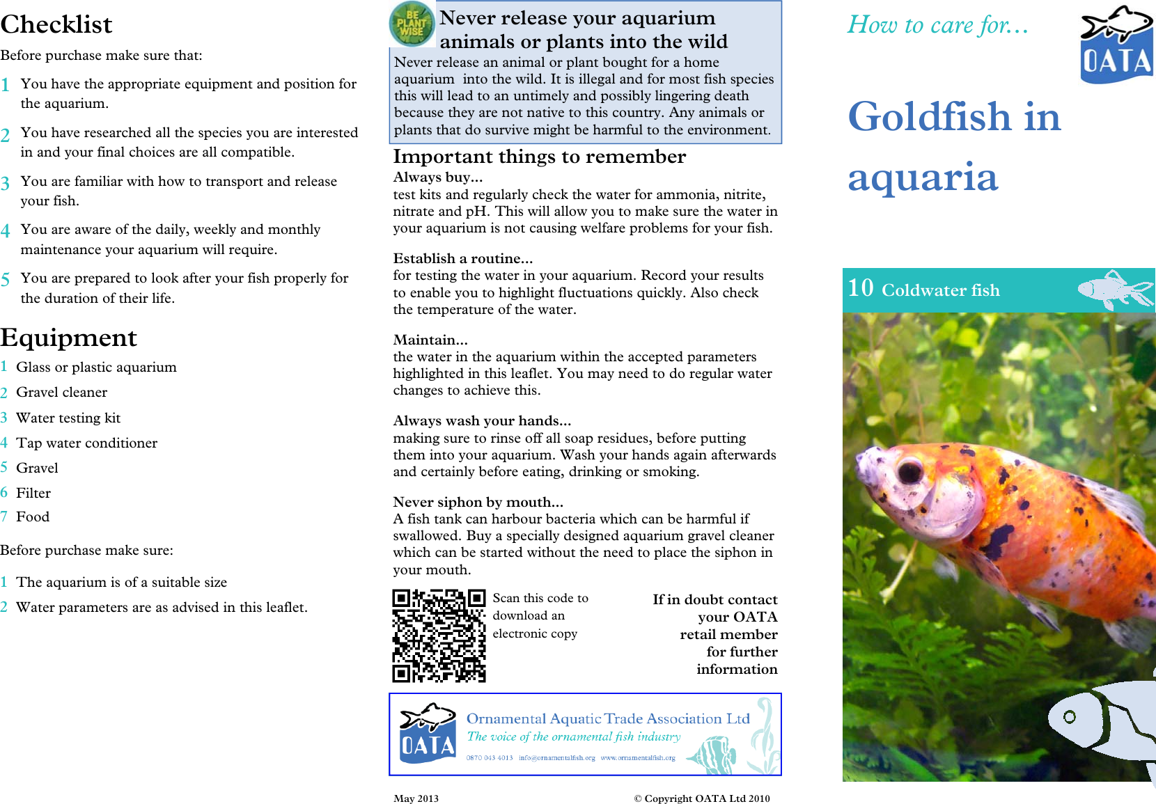 Page 1 of 2 - 10 Goldfish In Aquaria  Care-Sheet-Goldfish