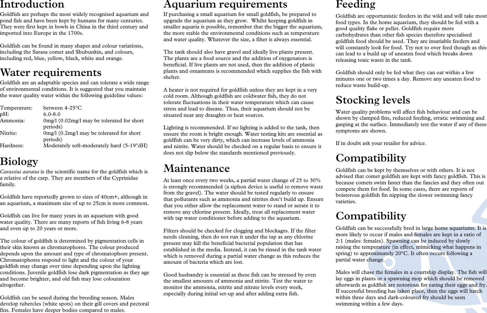 Page 2 of 2 - 10 Goldfish In Aquaria  Care-Sheet-Goldfish