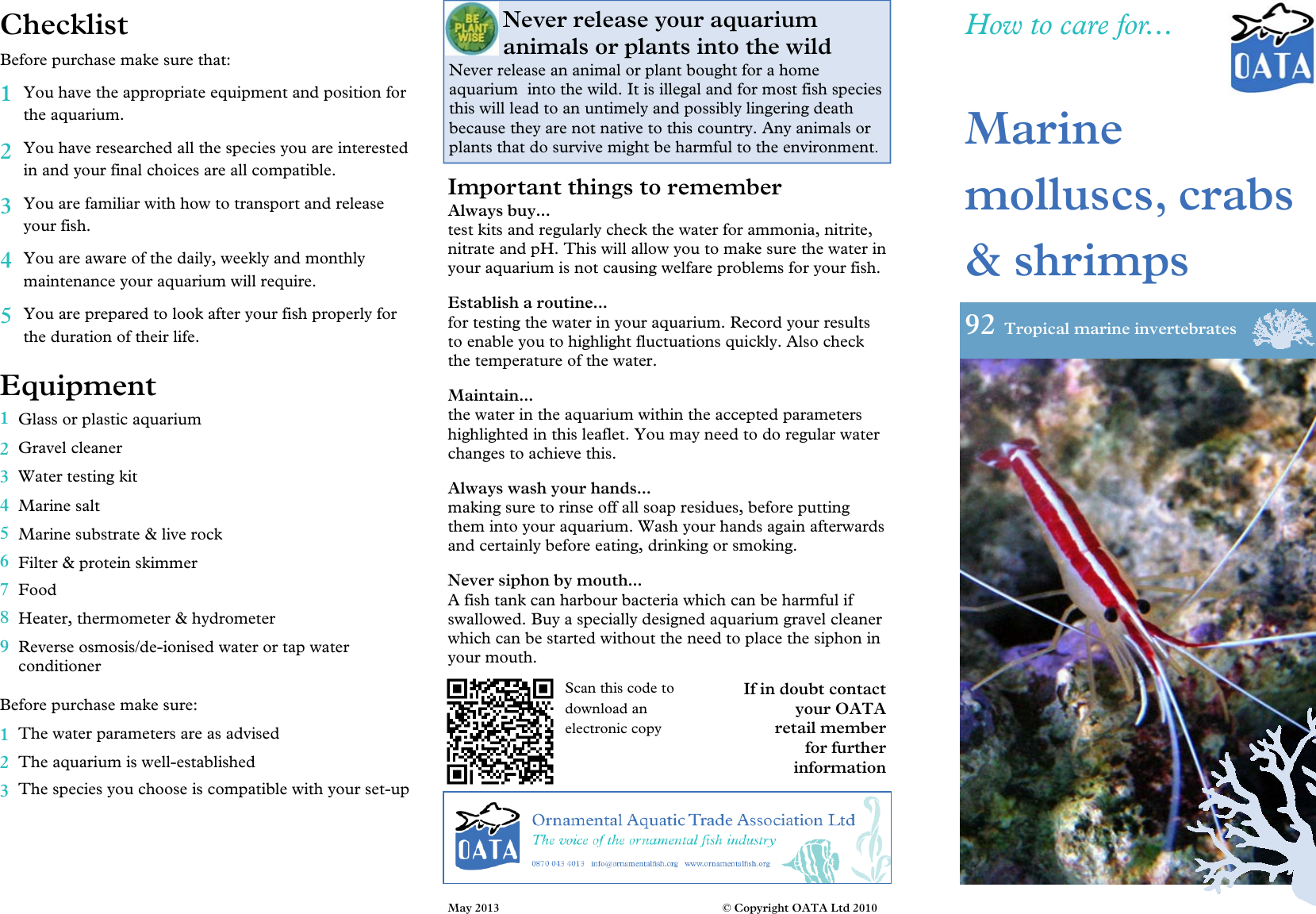 Page 1 of 2 - 92 Marine Molluscs, Crabs And Shrimps  Care-Sheet-Marine-Molluscs-Crabs-and-Shrimps