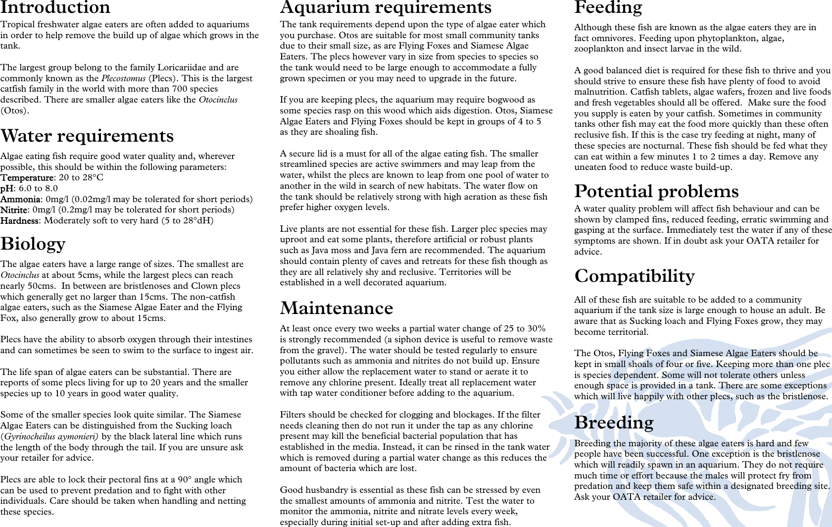 Page 2 of 2 - 34 Tropical Algae Eaters  Care-Sheet-Tropical-Algae-Eaters