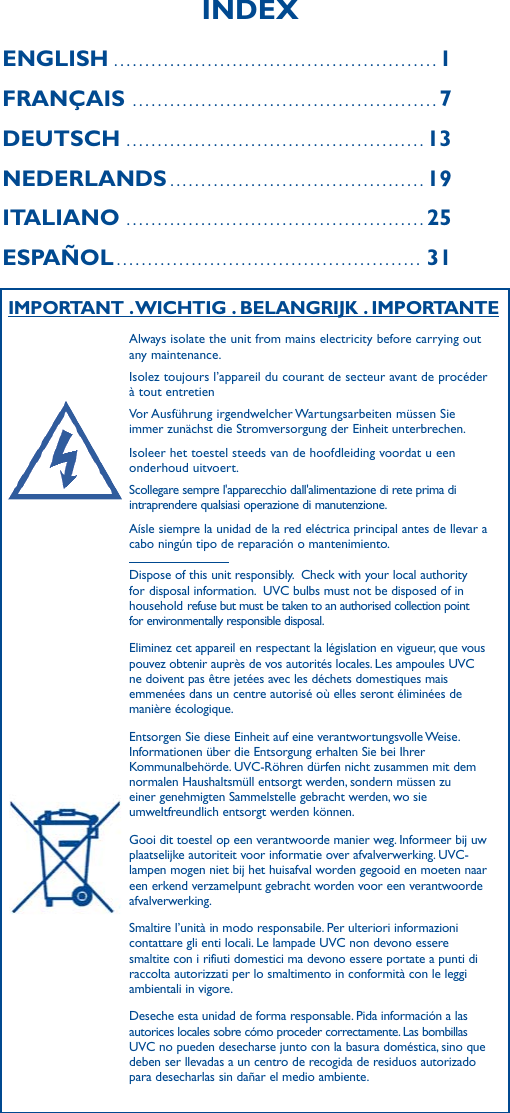 Page 2 of 9 - V2 Vecton Instructions  V2ecton-UV-Steriliser-instructions