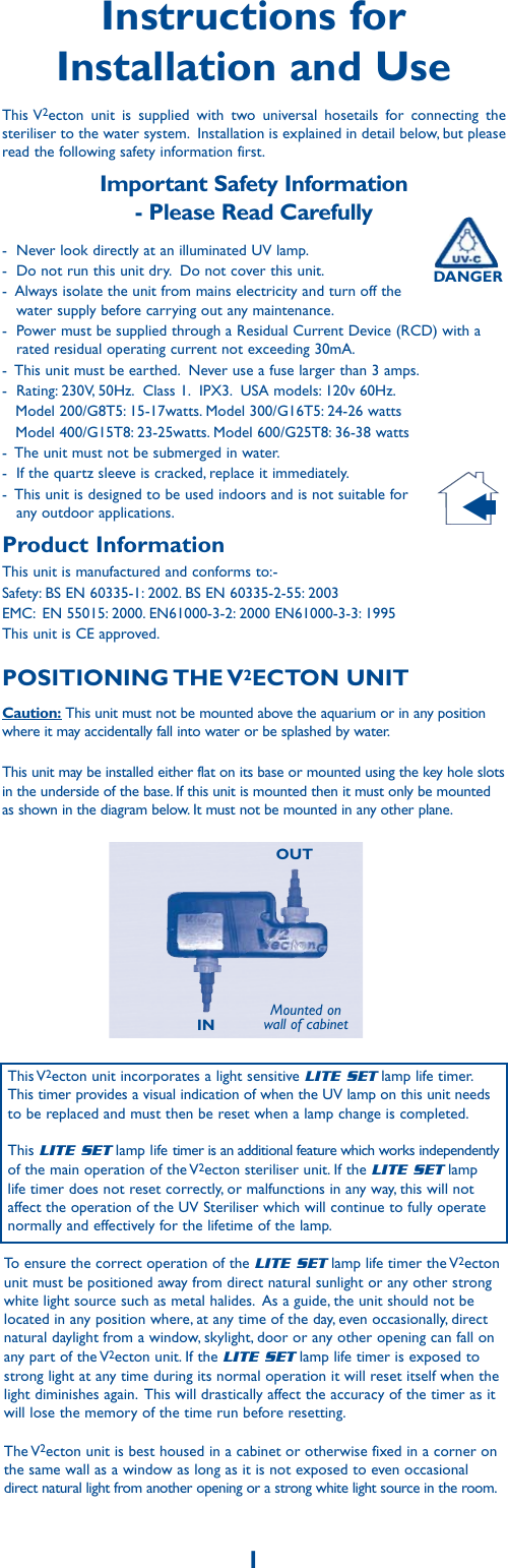 Page 3 of 9 - V2 Vecton Instructions  V2ecton-UV-Steriliser-instructions