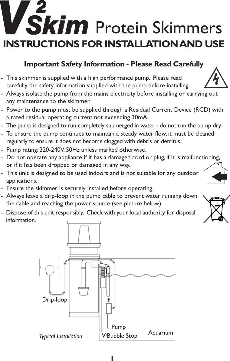 Page 3 of 10 - V2-Skim-300-500-Compact-Protein-Skimmer-instructions