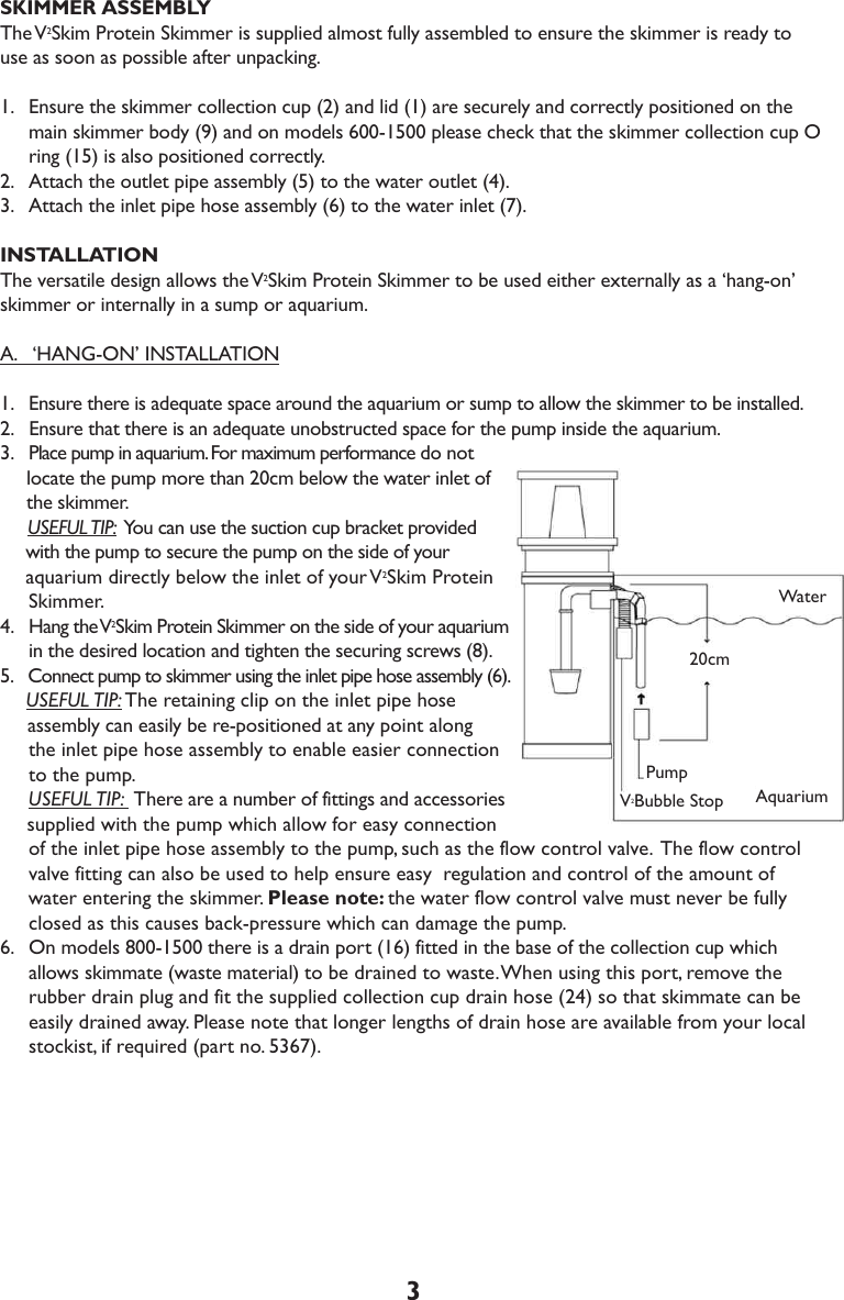 Page 5 of 10 - V2-Skim-300-500-Compact-Protein-Skimmer-instructions