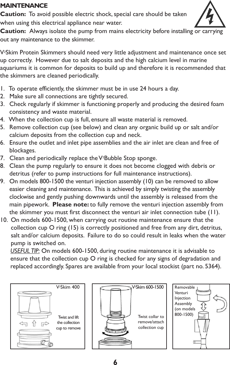 Page 8 of 10 - V2-Skim-300-500-Compact-Protein-Skimmer-instructions