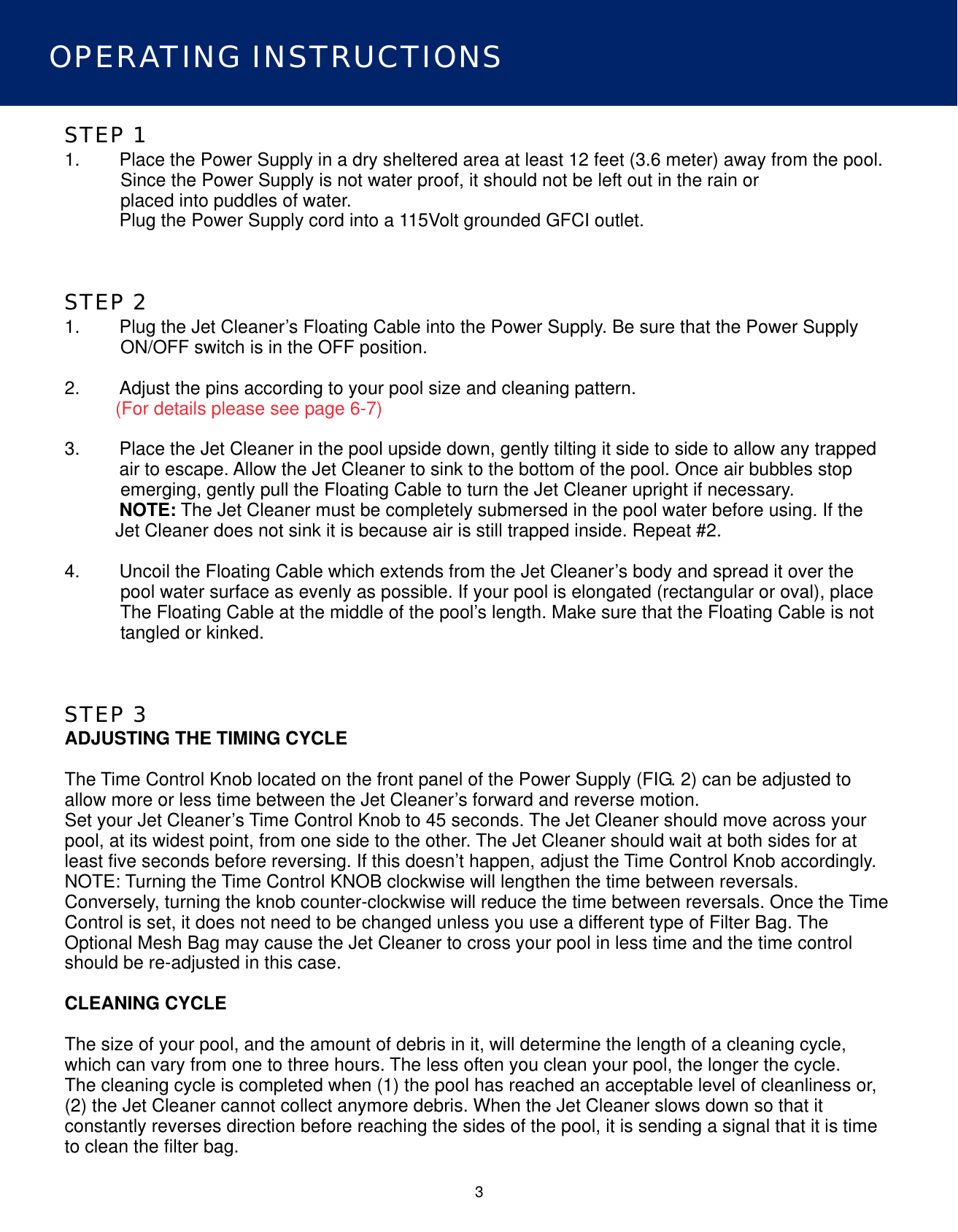 Page 3 of 8 - Aquatech Aquatech-Jet-Cleaner-Pool-Cleaner-Users-Manual- Jetmax_manual_generic  Aquatech-jet-cleaner-pool-cleaner-users-manual