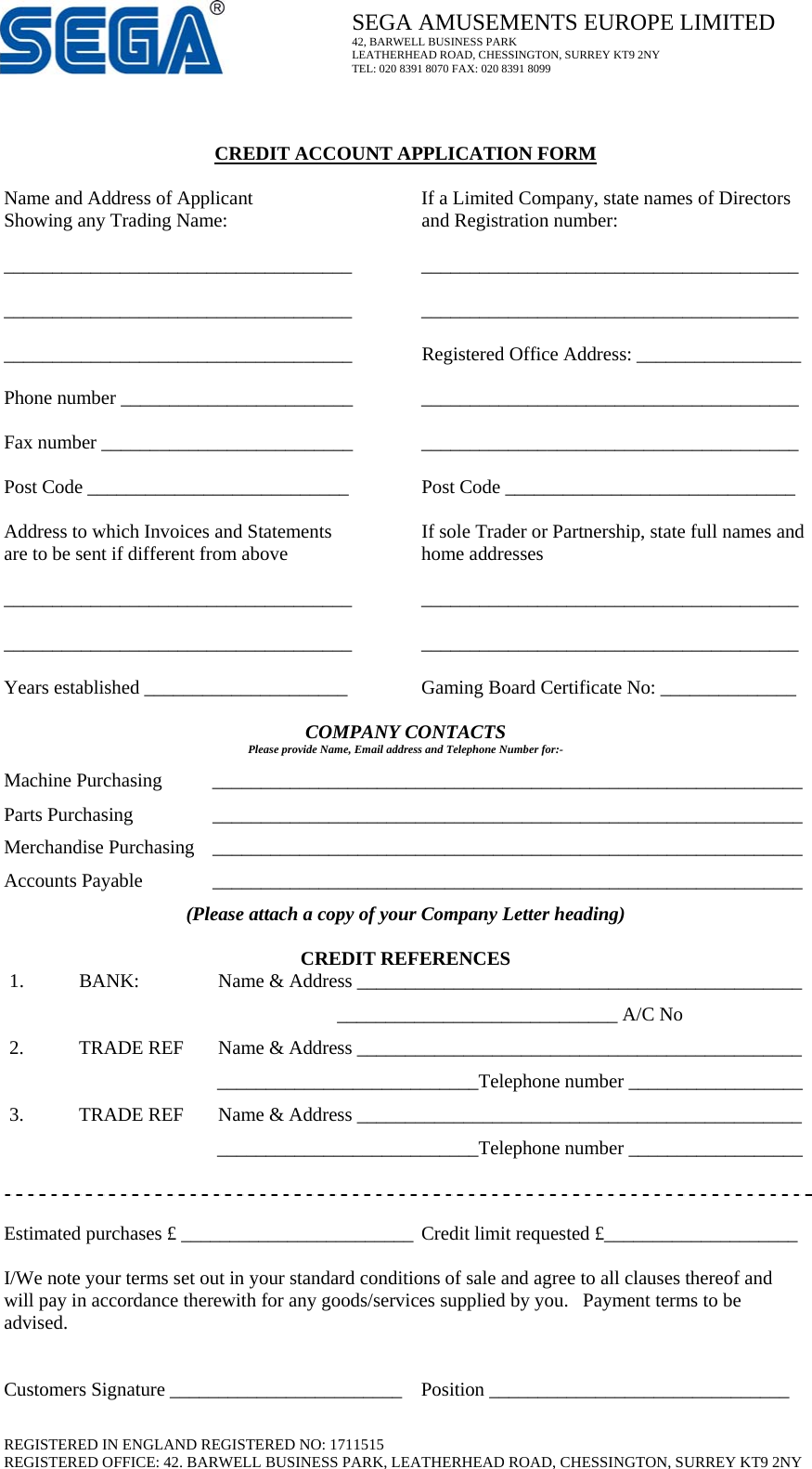 Page 1 of 3 - Arcade Credit Application Form 0 - Paula User Manual