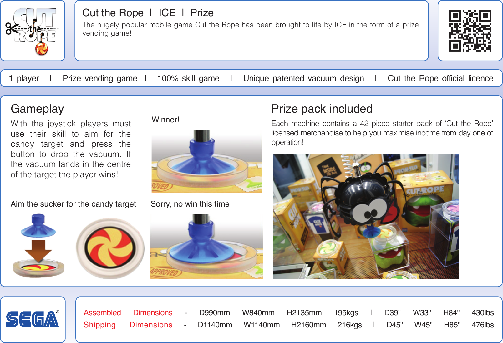 Page 2 of 2 - Arcade Cut The Rope Info Sheet User Manual