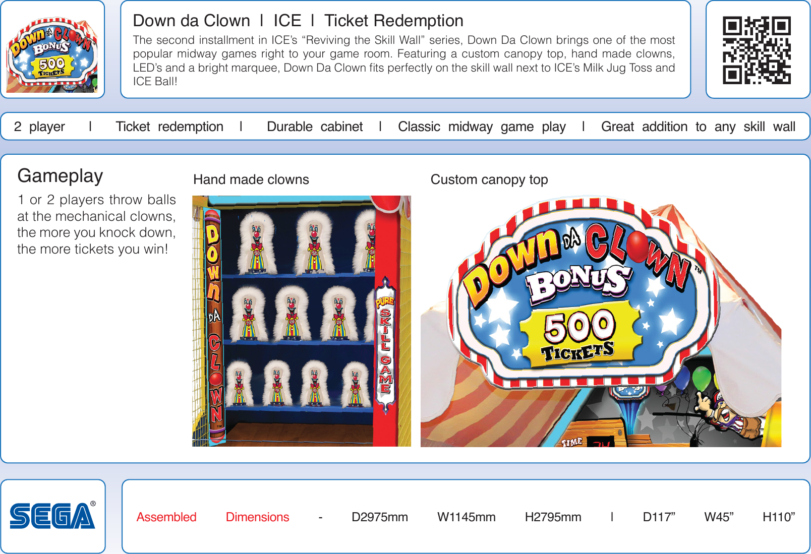 Page 2 of 2 - Arcade Down Da Clown Info Sheet 0 User Manual
