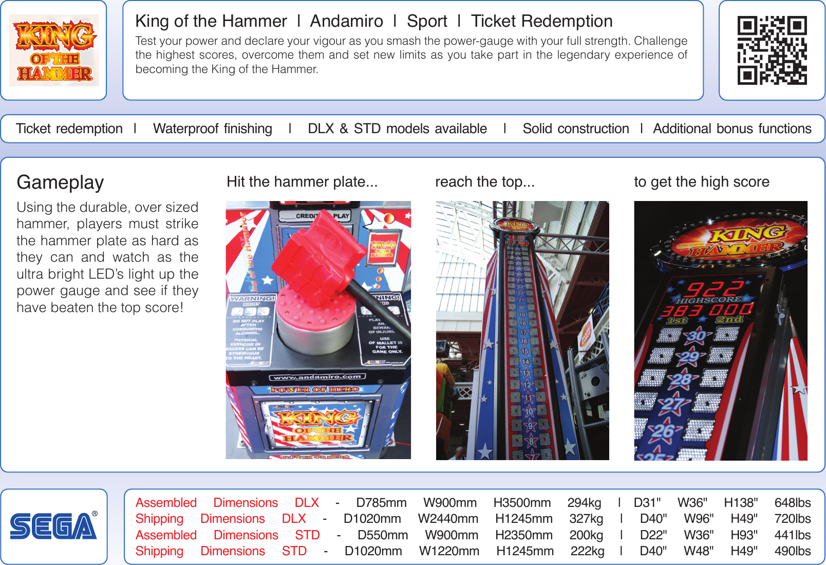 Page 2 of 2 - Arcade King Of The Hammer Info Sheet User Manual