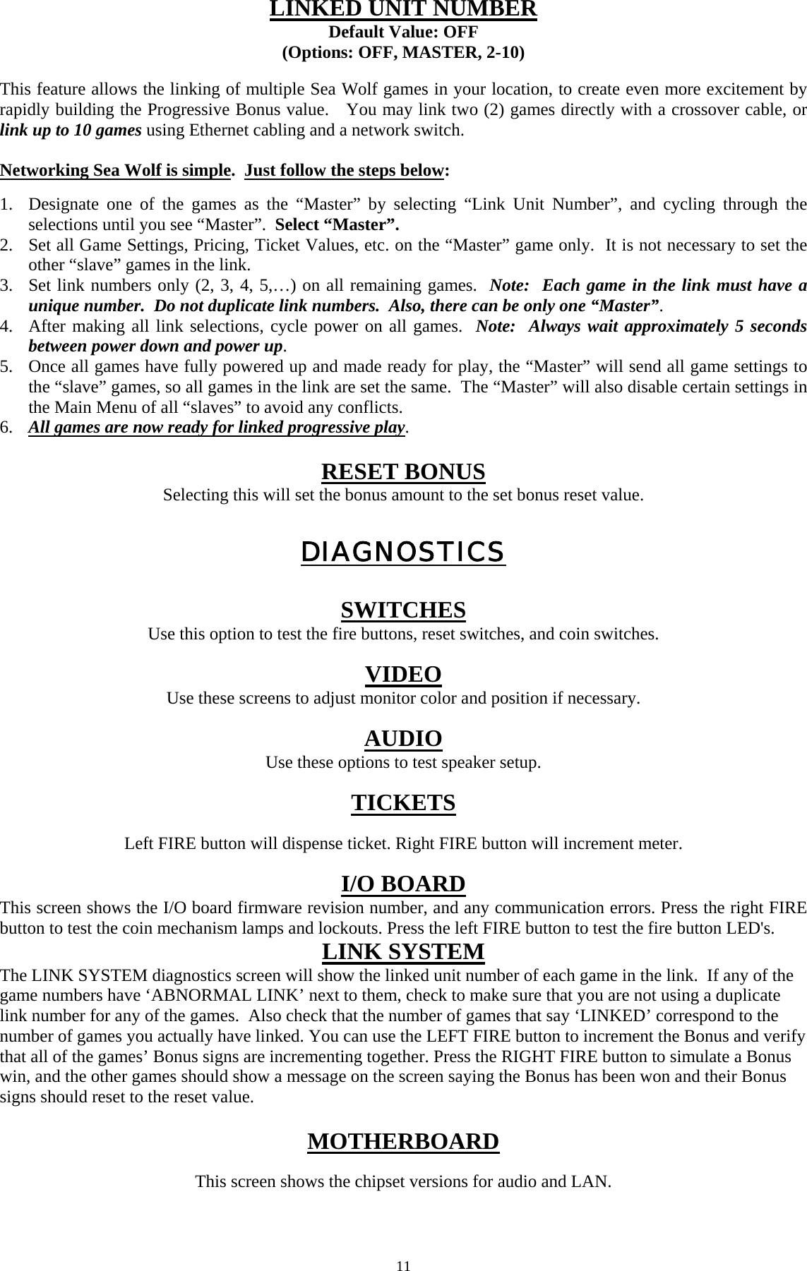 Page 10 of 12 - Arcade Sea Wolf Manual - Rev. 05-12-08 User