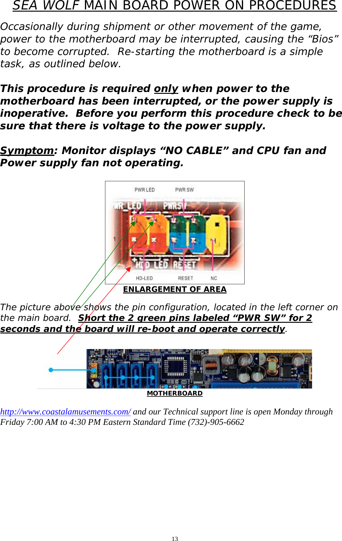 Page 12 of 12 - Arcade Sea Wolf Manual - Rev. 05-12-08 User