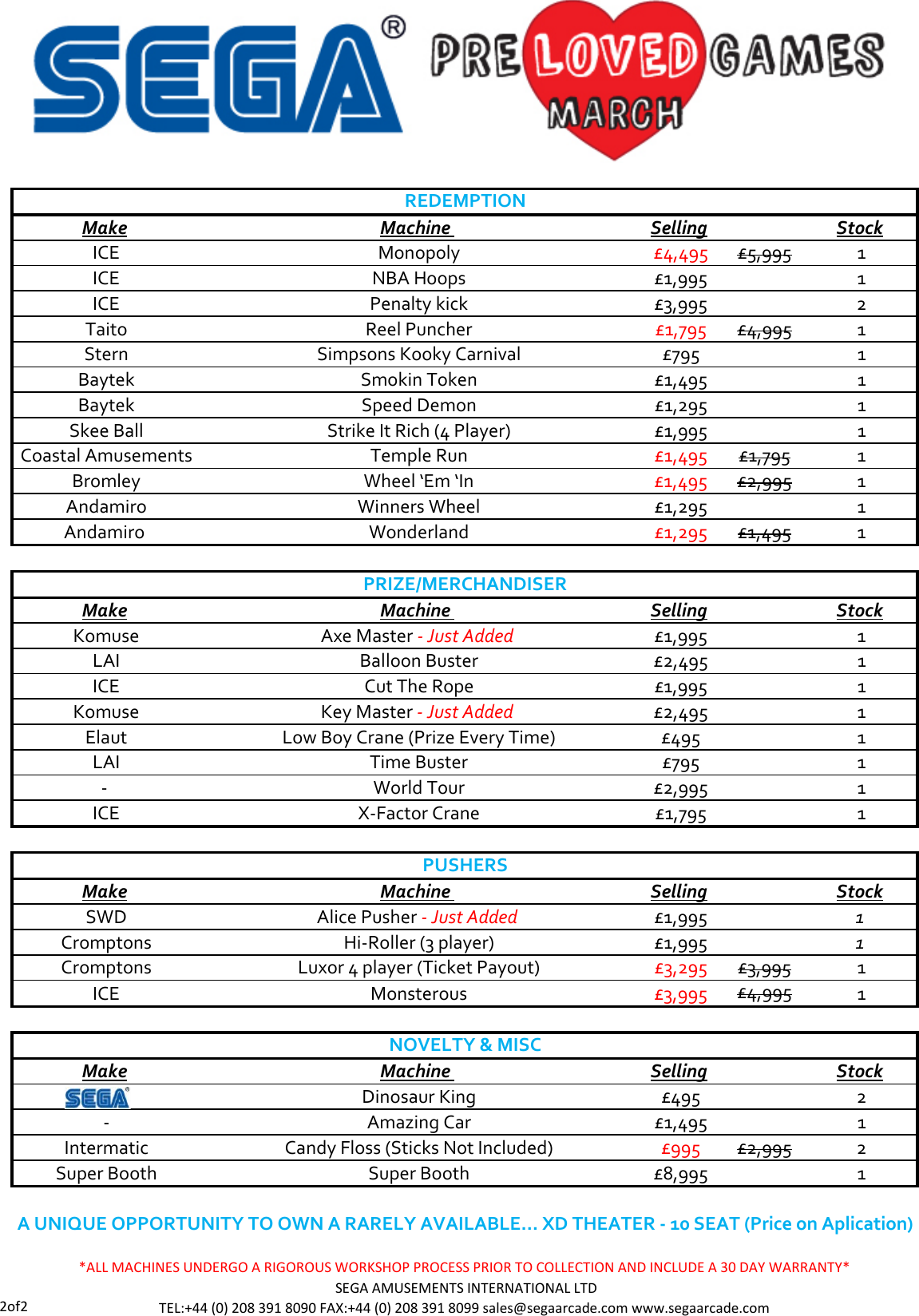 Page 2 of 2 - Arcade Sega Pre Loved Games March 2016 Gbp User Manual