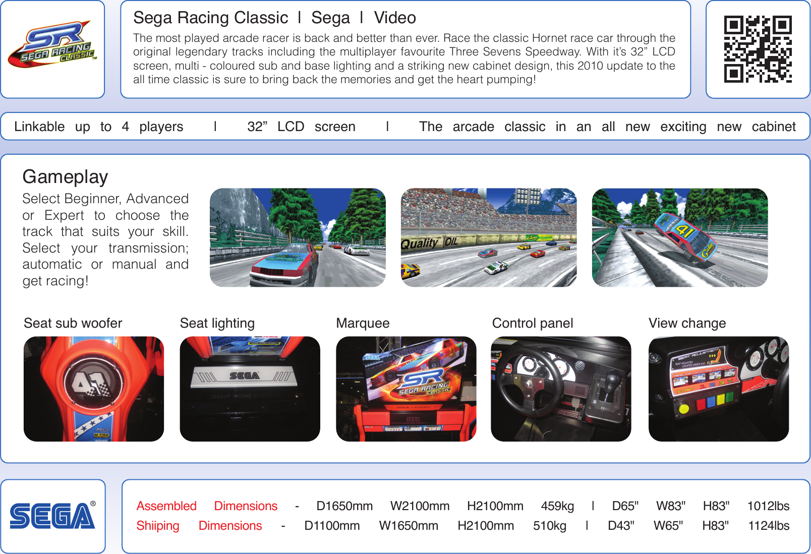 Page 2 of 2 - Arcade Sega Racing Classic Info Sheet User Manual