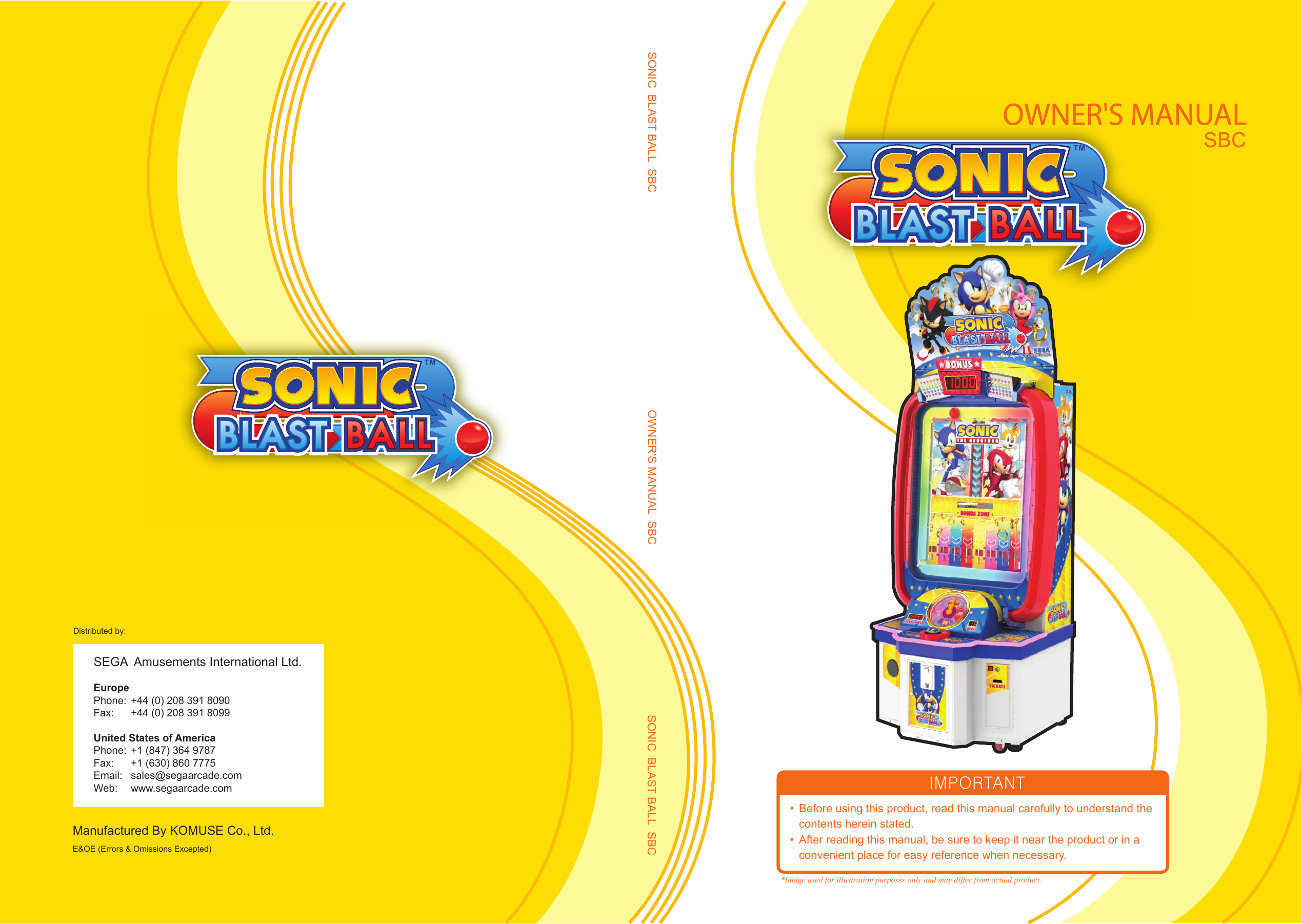 Arcade Sonic Blast Ball Manual Ver.1.4C Usa COVER SBC User