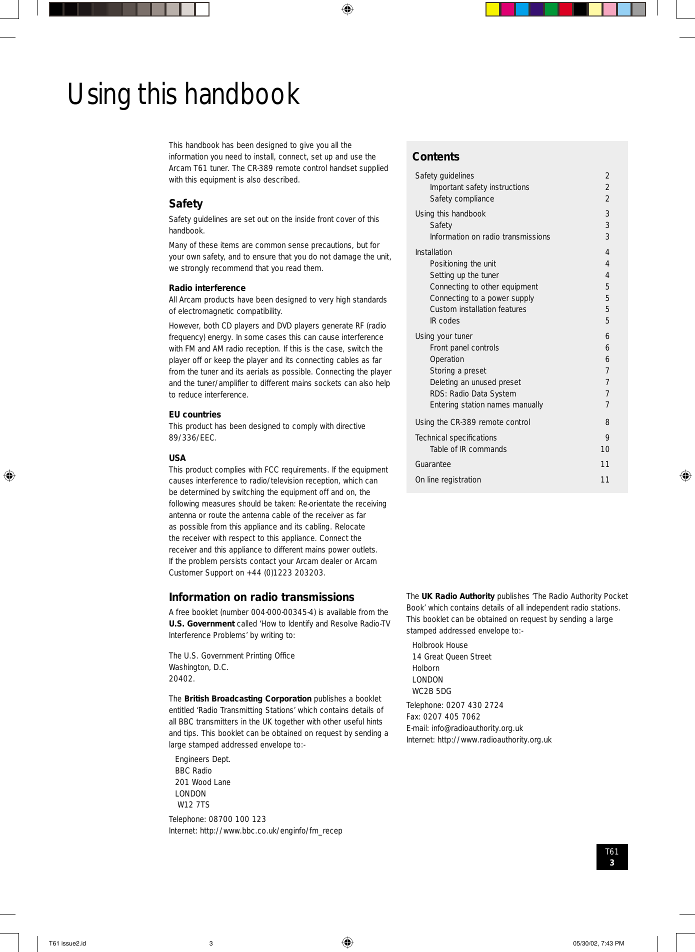 Page 3 of 12 - Arcam Arcam-T61-Users-Manual-  Arcam-t61-users-manual