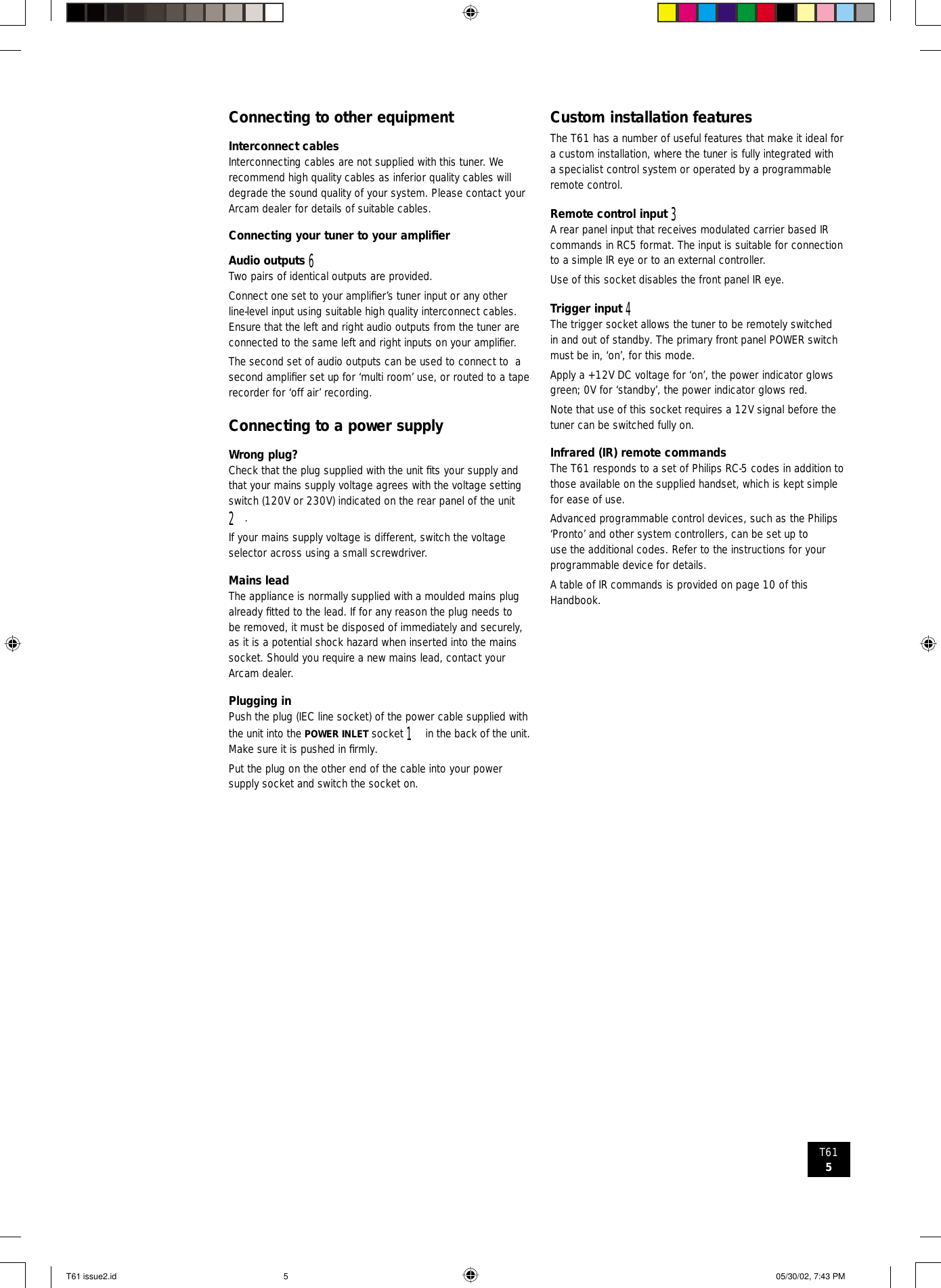 Page 5 of 12 - Arcam Arcam-T61-Users-Manual-  Arcam-t61-users-manual
