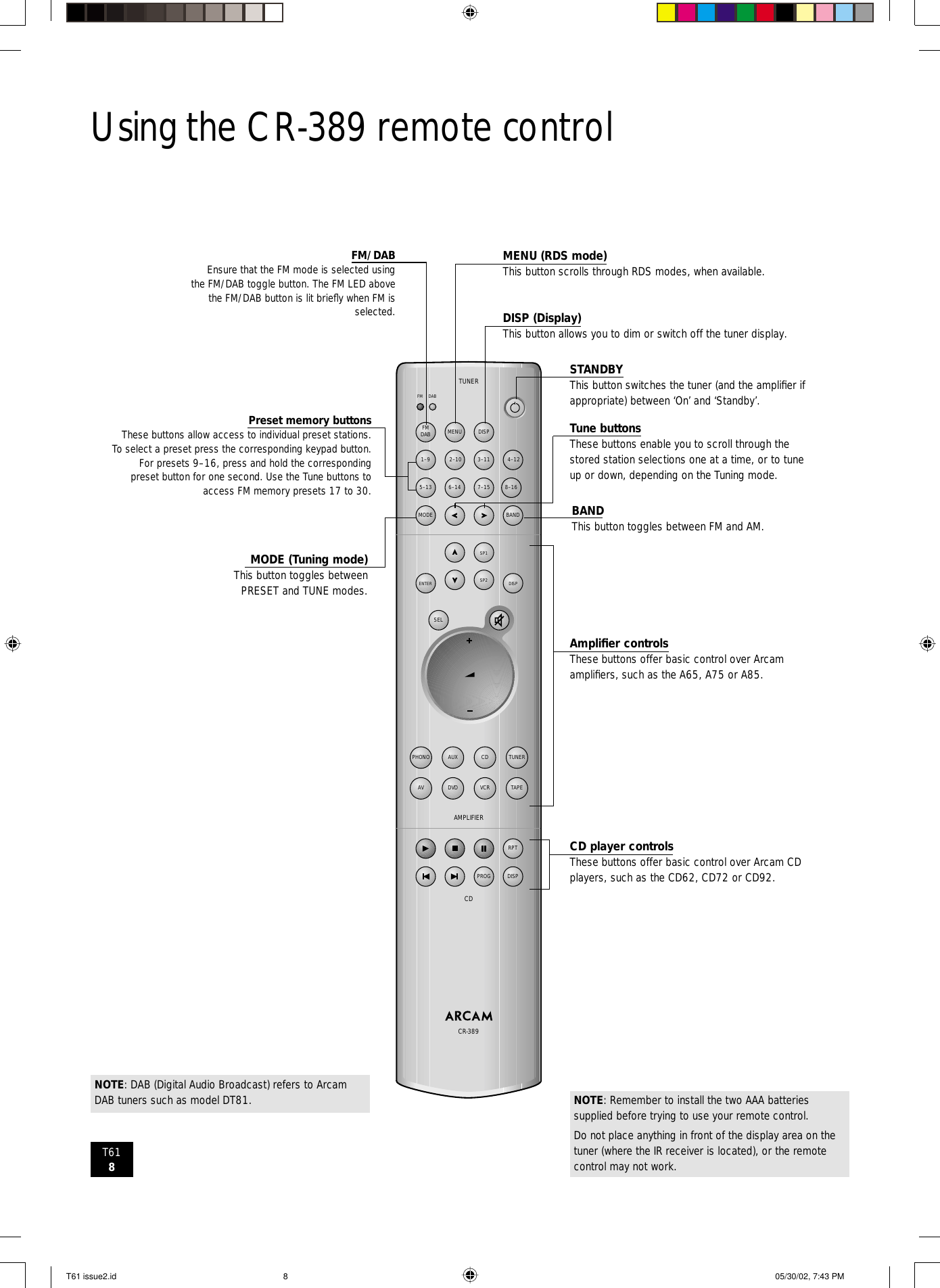 Page 8 of 12 - Arcam Arcam-T61-Users-Manual-  Arcam-t61-users-manual