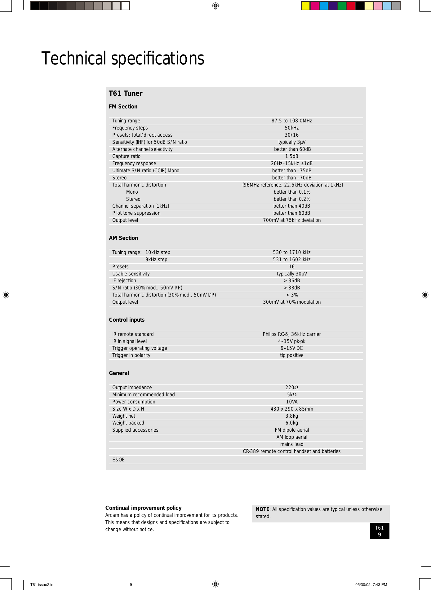 Page 9 of 12 - Arcam Arcam-T61-Users-Manual-  Arcam-t61-users-manual