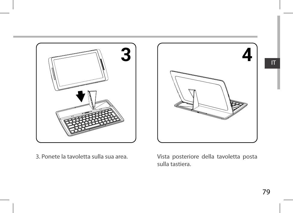 791 2 3 4ITVista posteriore della tavoletta posta sulla tastiera.3. Ponete la tavoletta sulla sua area.