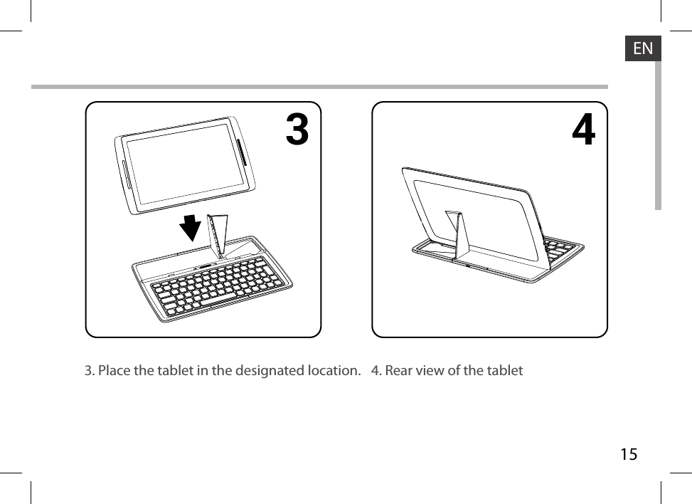 151 2 3 44. Rear view of the tablet3. Place the tablet in the designated location.EN