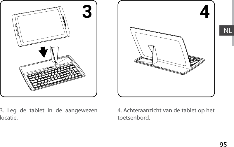 953 4NL4. Achteraanzicht van de tablet op het toetsenbord.3. Leg de tablet in de aangewezen locatie.