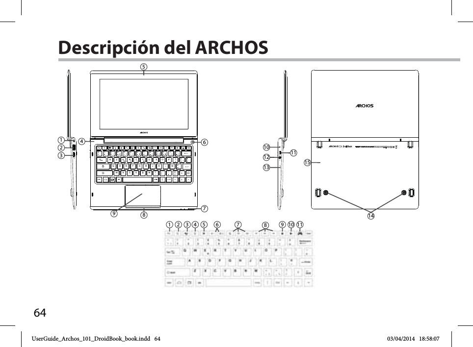 6412345678910 11124931012131114865715Descripción del ARCHOSUserGuide_Archos_101_DroidBook_book.indd   64 03/04/2014   18:58:07