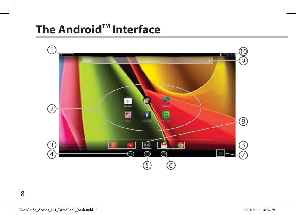 8836432591017The AndroidTM InterfaceUserGuide_Archos_101_DroidBook_book.indd   8 03/04/2014   18:57:39