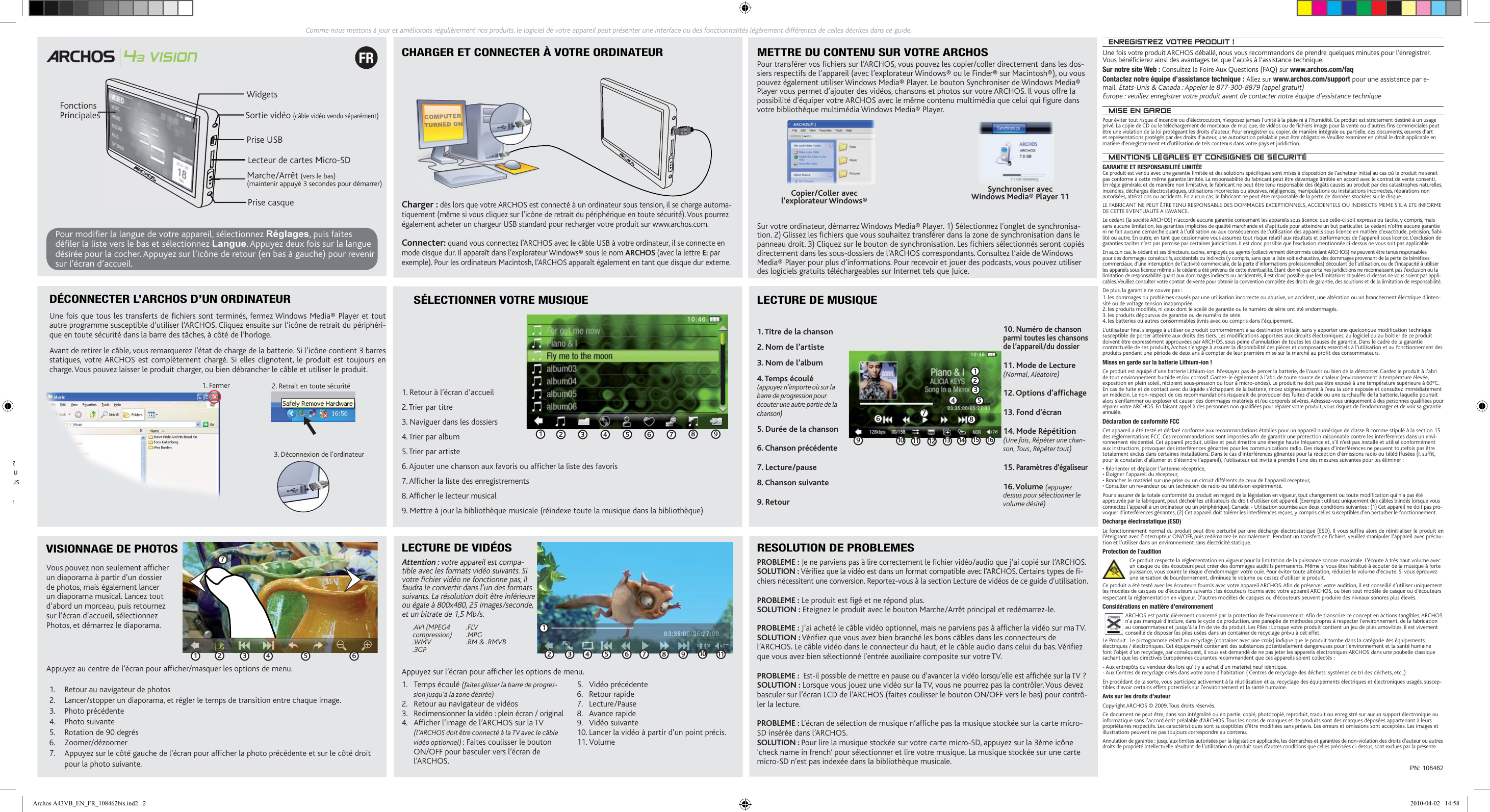 Page 2 of 2 - Archos Archos-43-Vision-Instruction-Manual- A43_User_Guide_EN_FR  Archos-43-vision-instruction-manual