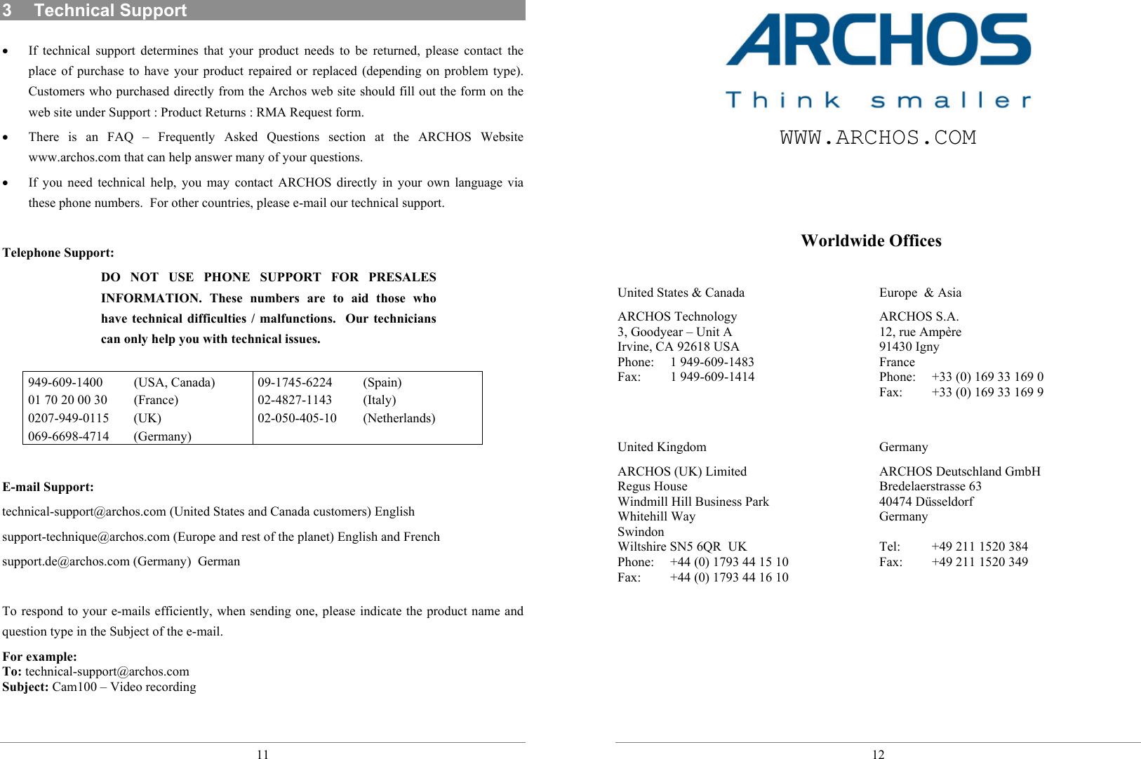 Page 6 of 6 - Archos Archos-Jbm-10-Users-Manual EN_Manual_Camera100_v2