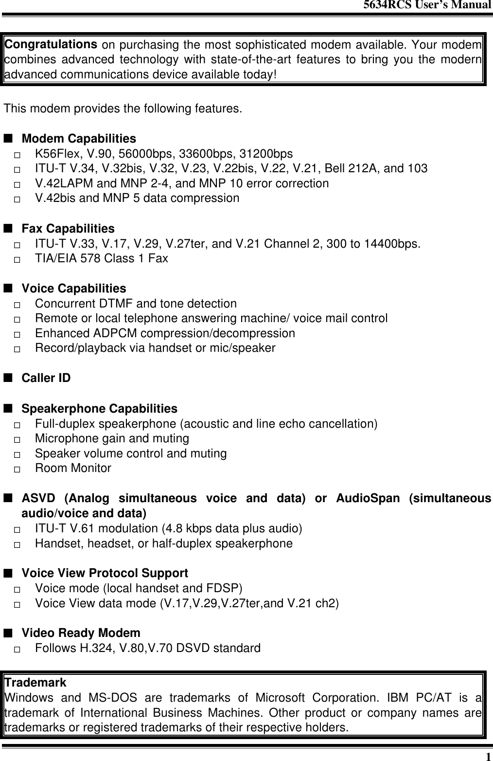 Archtek Telecom Mrces56 User Manual 5634rcs