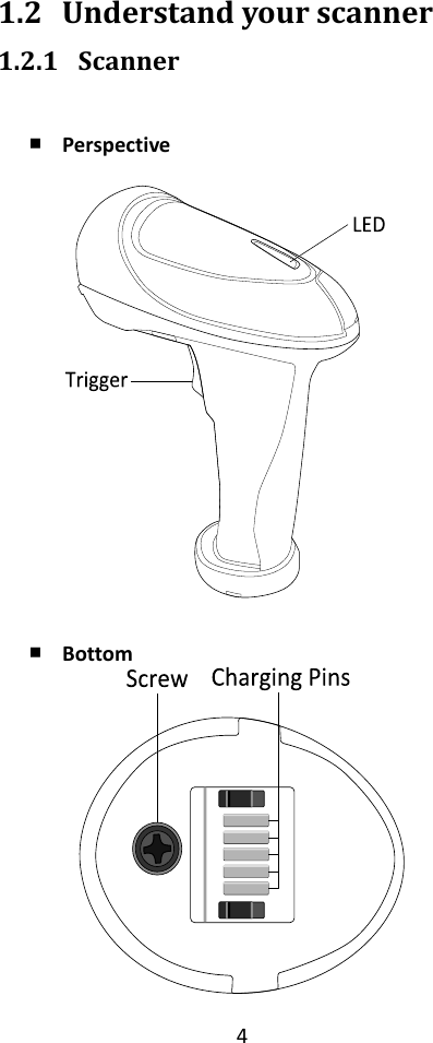 4  1.2 Understand your scanner 1.2.1 Scanner  ￭ Perspective   ￭ Bottom  