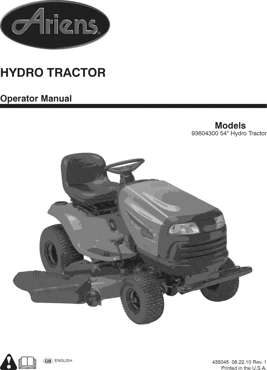 Ariens 93604300 User Manual TRACTOR Manuals And Guides 1009963L