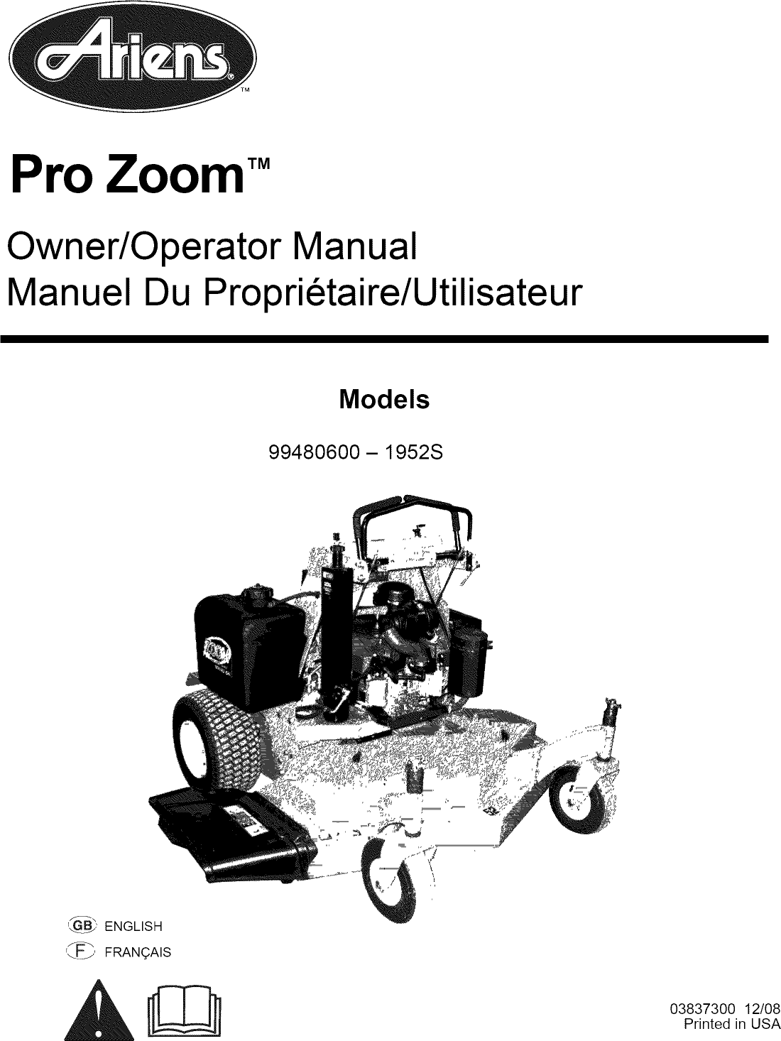 Ariens 99480600 (101 999999) User Manual ZERO TURN MOWER Manuals And