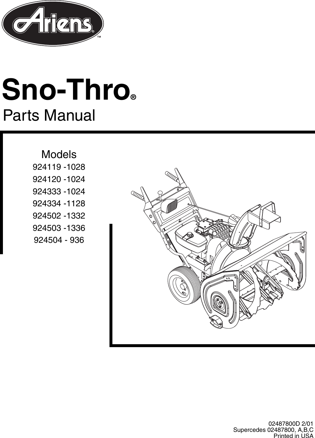 Ariens Sno Thro Users Manual