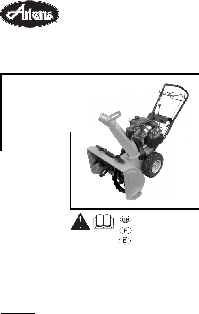 Ariens Sno Thro 932037 724 932038 5520 932039 624 Users Manual 932