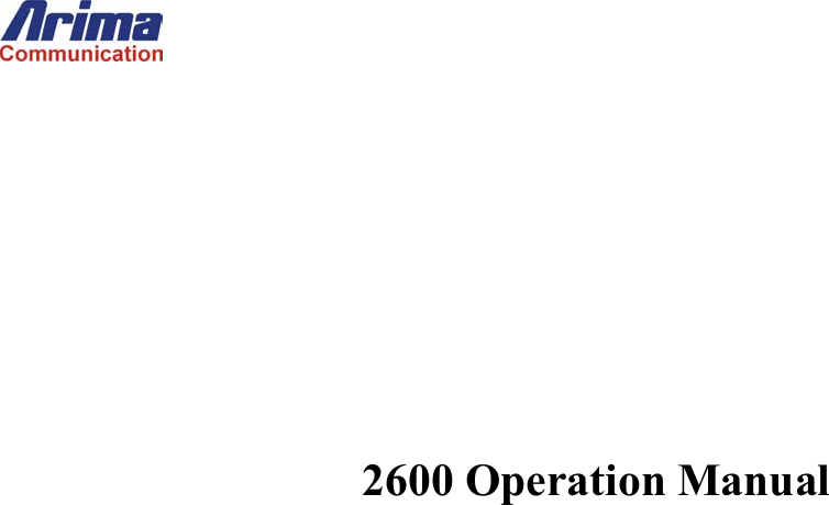           2600 Operation Manual            