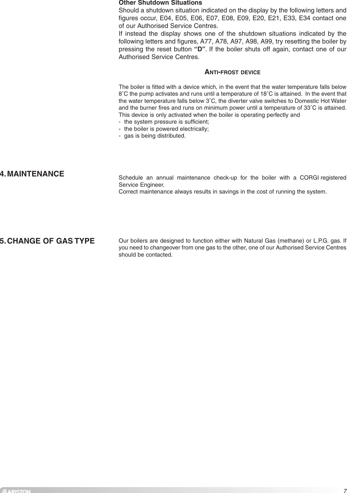 Page 7 of 8 - Ariston Ariston-Ariston-Boiler-28-Mffi-Users-Manual- 841853000  Ariston-ariston-boiler-28-mffi-users-manual