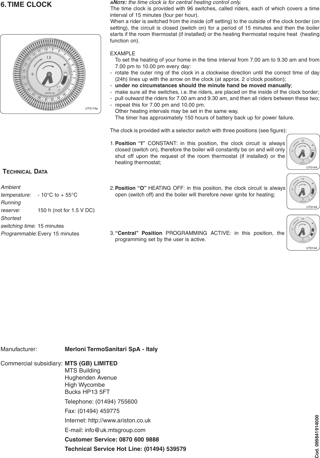 Page 8 of 8 - Ariston Ariston-Ariston-Boiler-28-Mffi-Users-Manual- 841853000  Ariston-ariston-boiler-28-mffi-users-manual