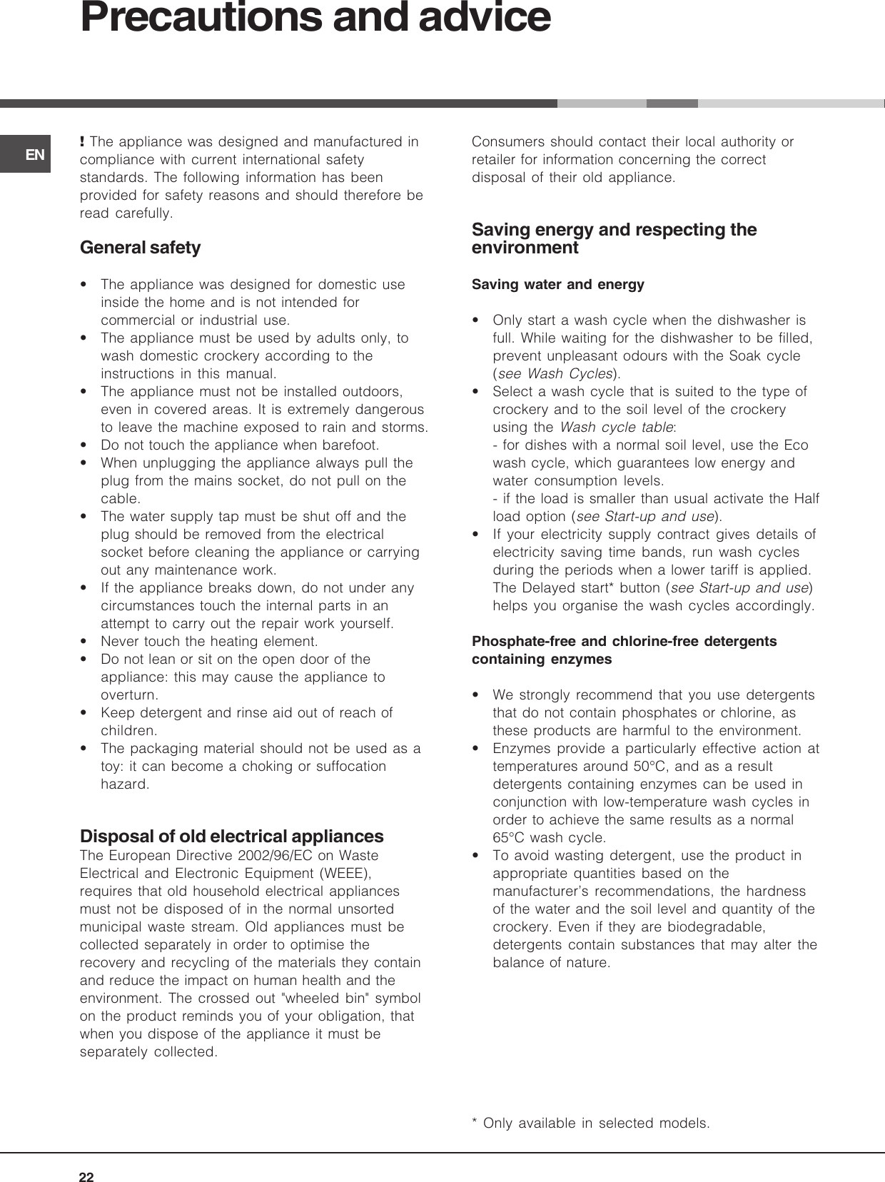 Page 10 of 12 - Ariston Ariston-Dishwasher-Lv-625-Users-Manual- 057133_it.p65  Ariston-dishwasher-lv-625-users-manual